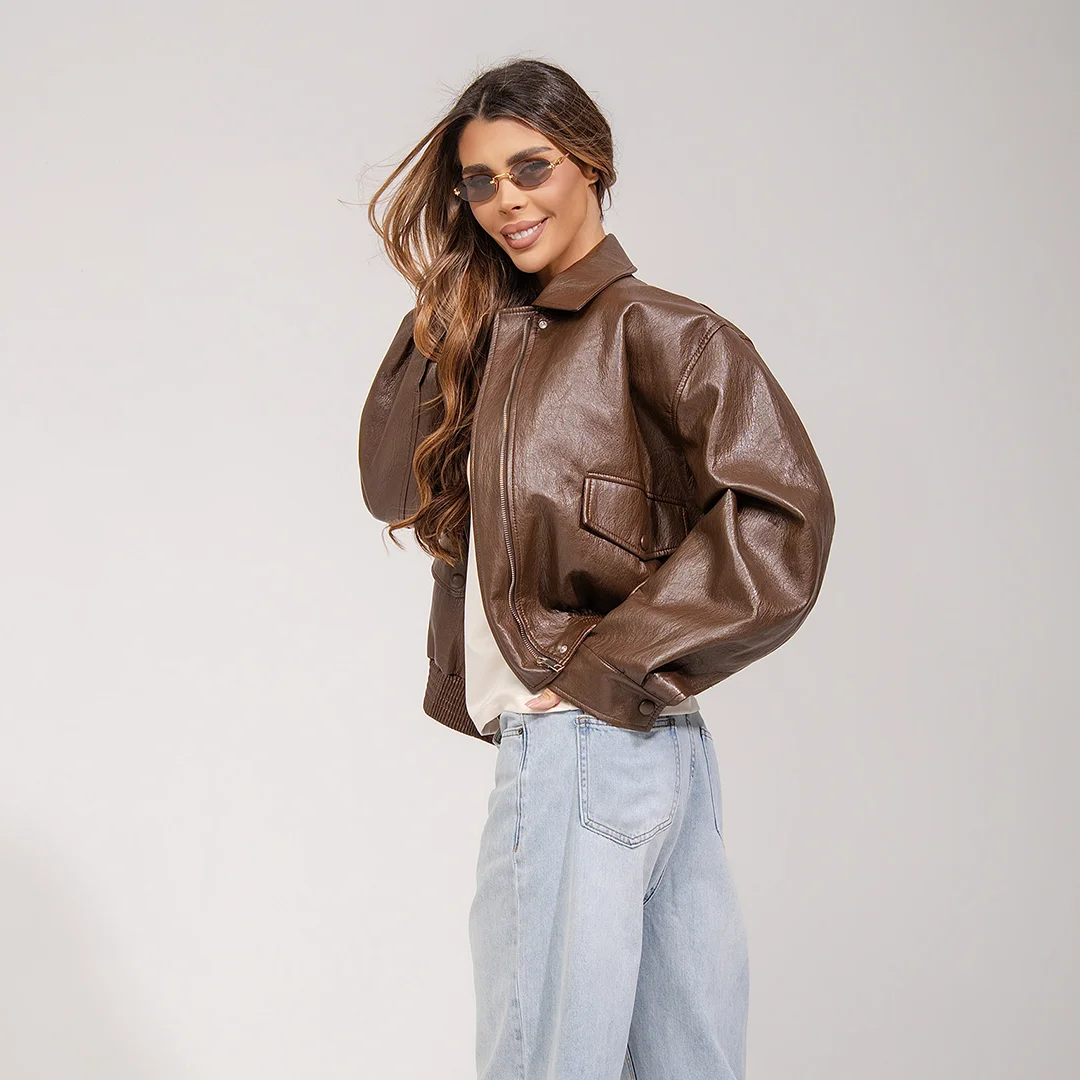 Кожено яке с джобове Junona