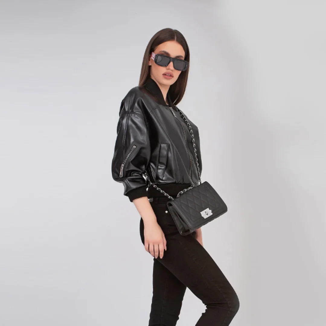 Оувърсайз кожено бомбър яке