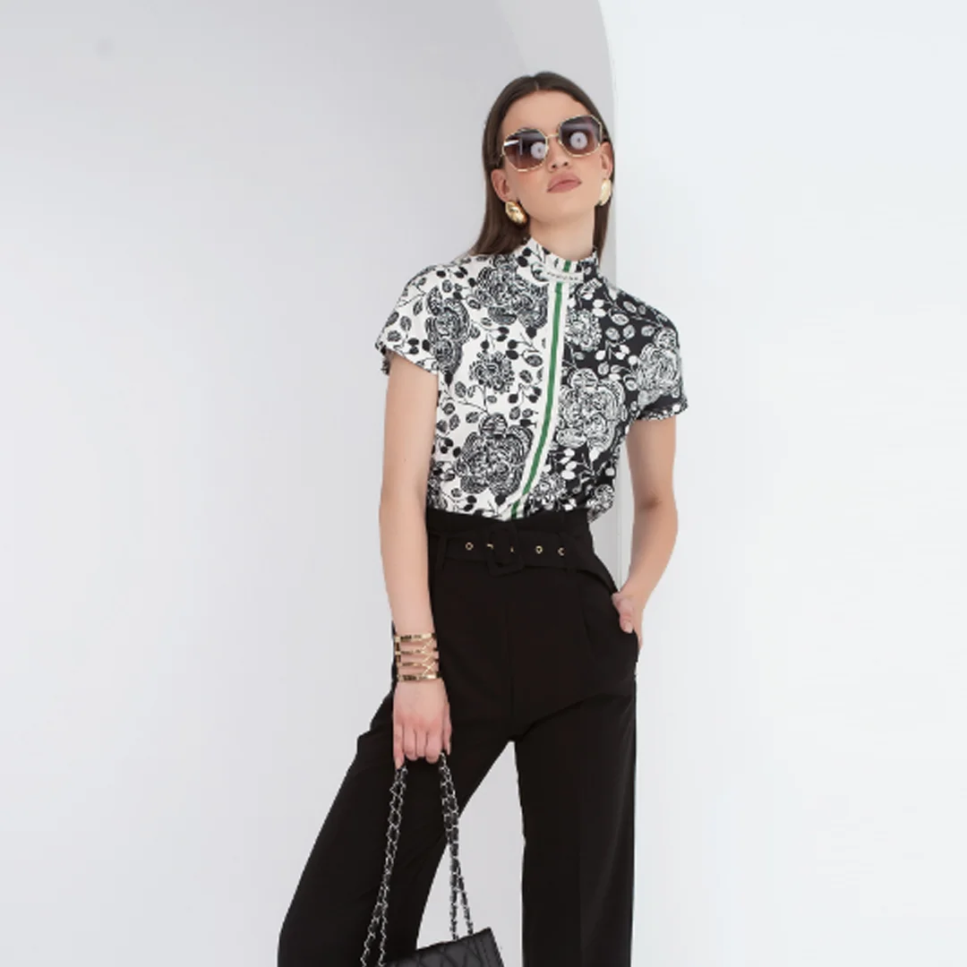 Дамско поло с контрастен принт