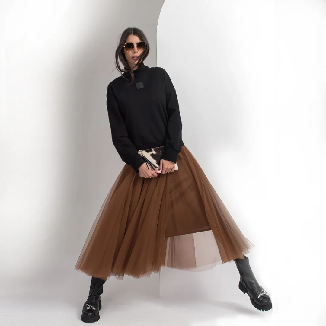 Дълга пола с тюл