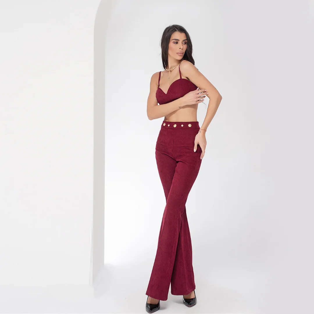 Панталон от рипсено кадифе с широки крачоли