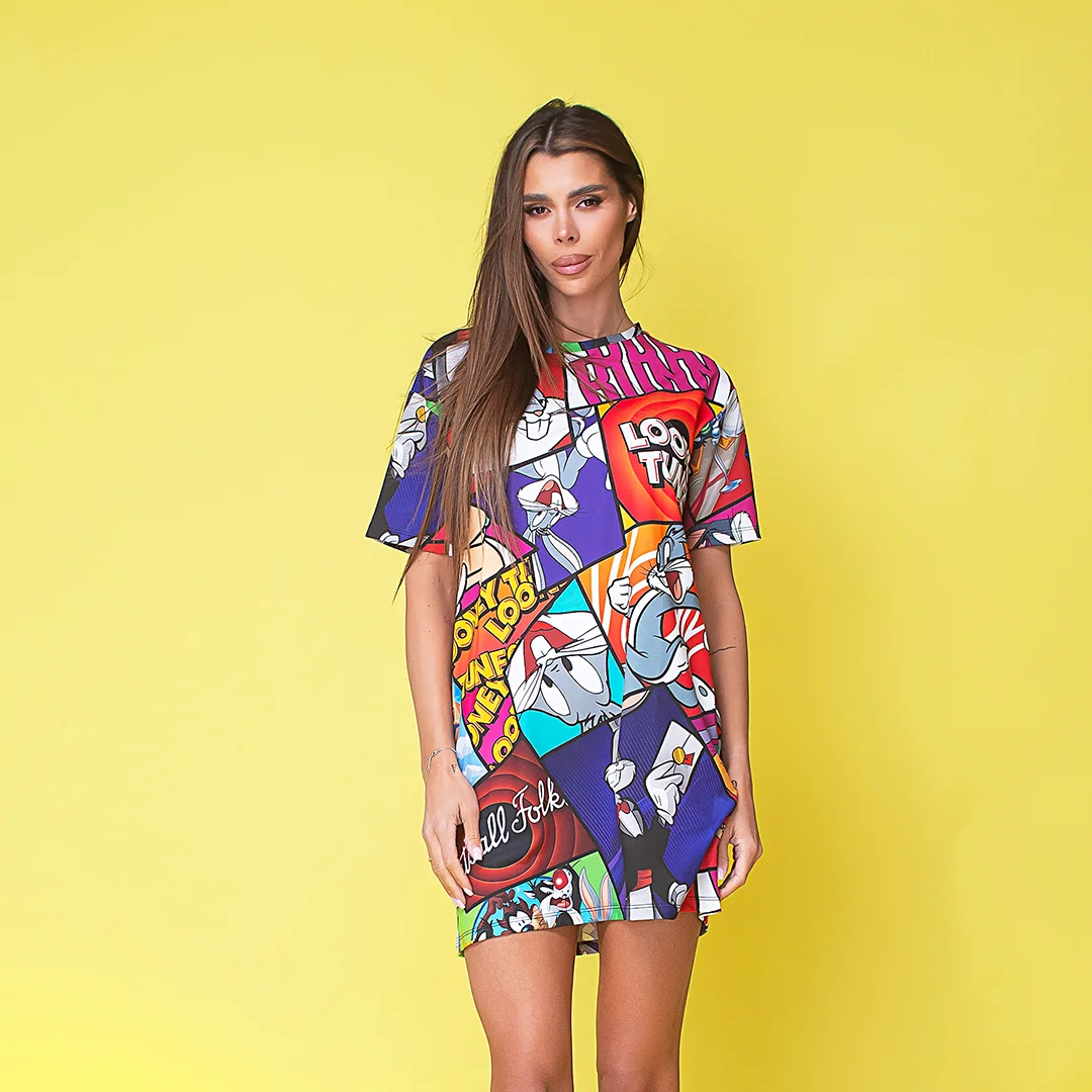 Рокля с контрастен принт