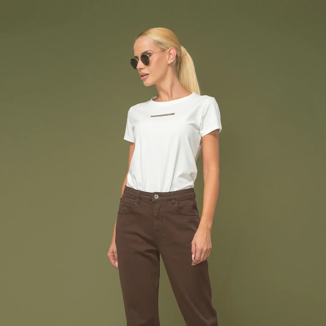 Тениска от памучна тъкан с лого Юнона