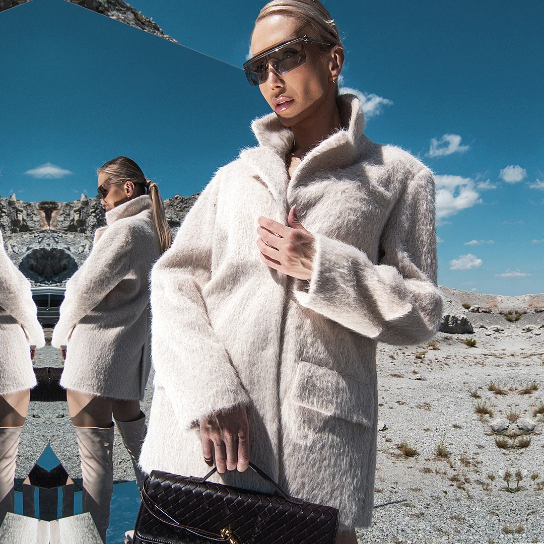 Палто с ефект на косъм