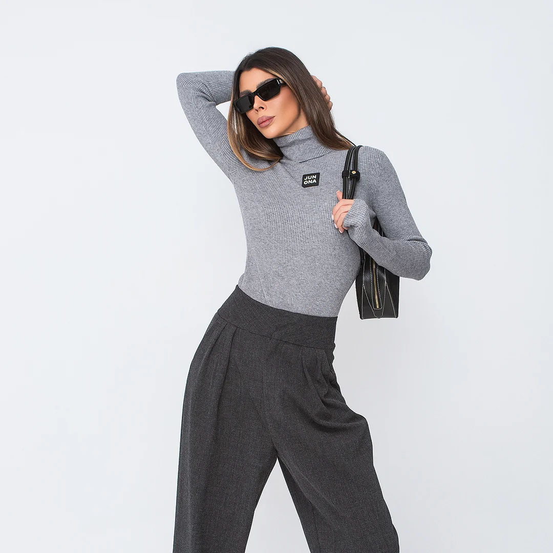 Рипсена блуза с поло яка и гумирано лого