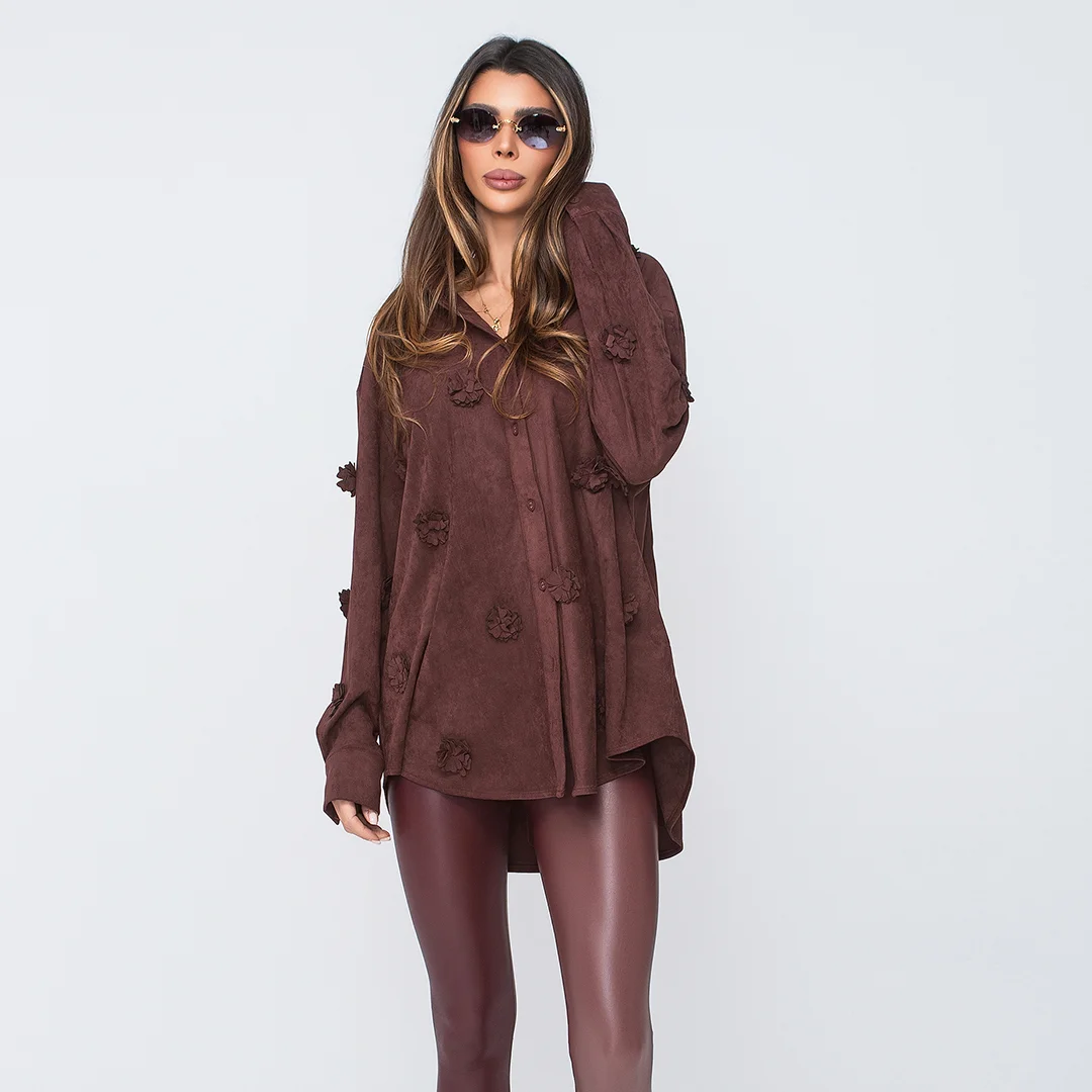 Оувърсайз риза от изкуствен велур