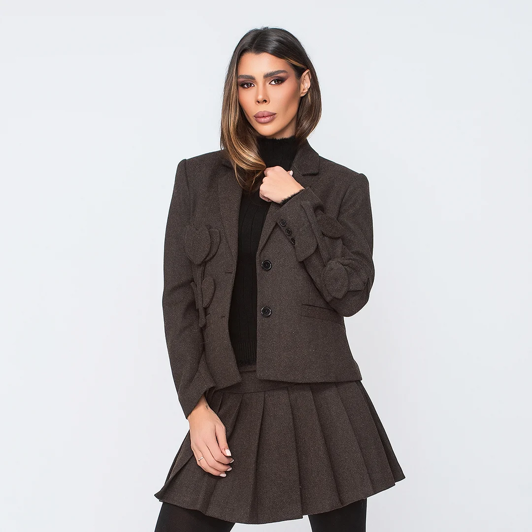 Сако с цветя и примес на вълна